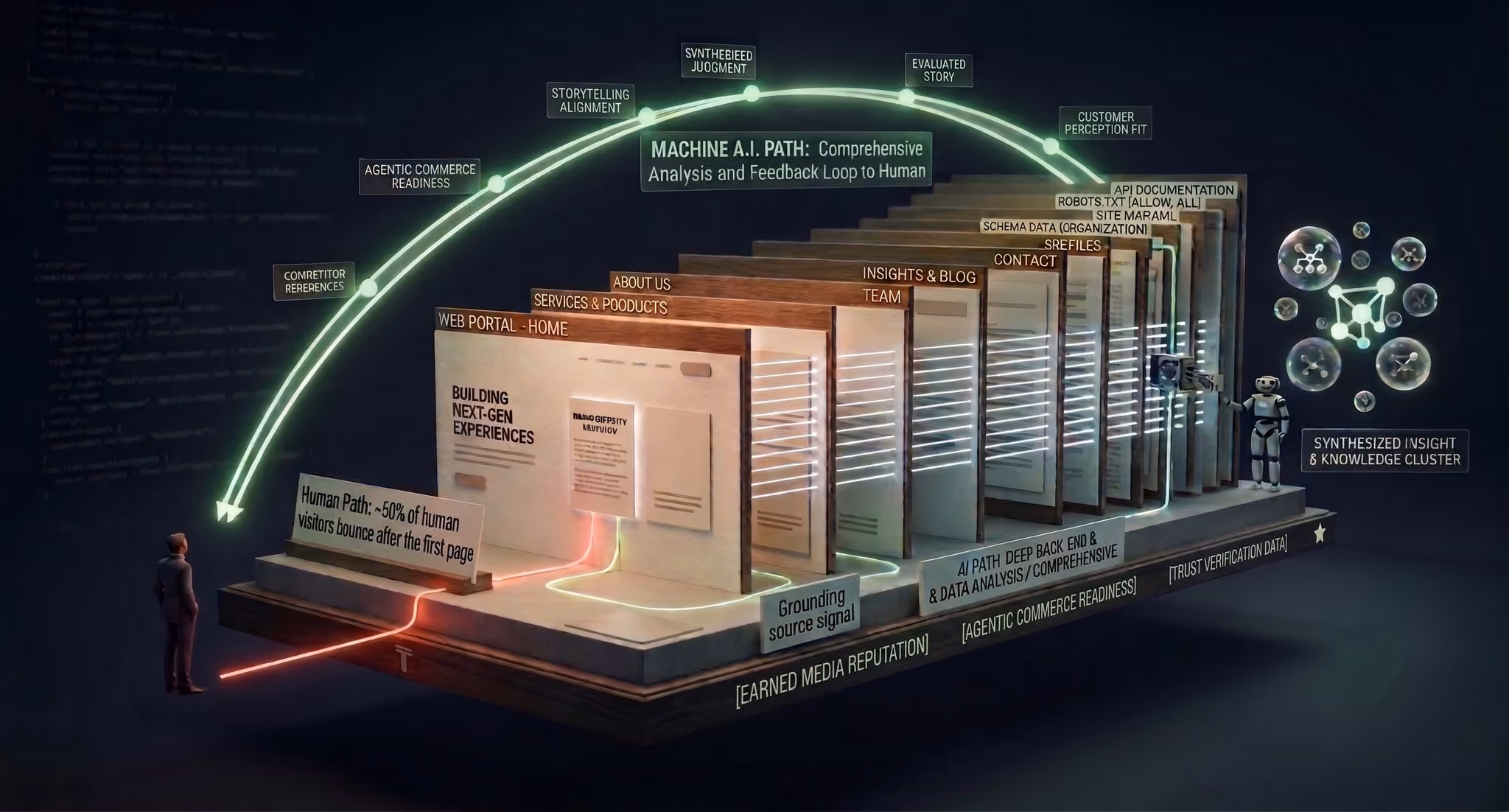 An AI chat interface answering a question about a company, with citations drawn from its website.